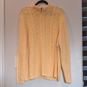 Northcrest Ivory Cable Knit Turtleneck Sweater. #2224B